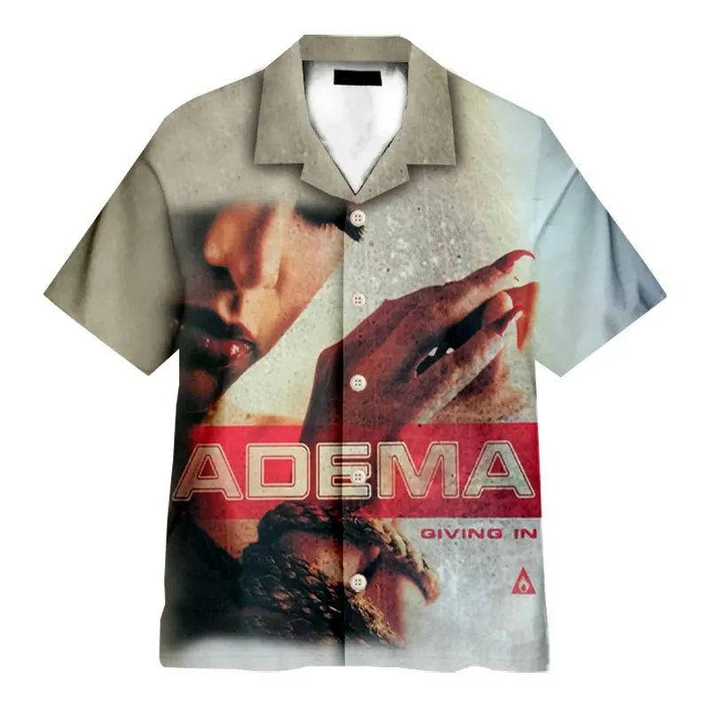 

Adema Rock 3D Fashion Casual Shirts Men's /Women's Short Sleeves Loose Breathable Tailored Collar Hawaii Shirts