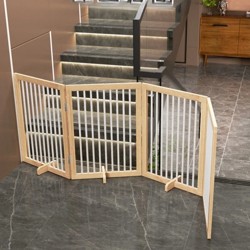 #Wooden Balcony Dog Fence Retractable Door Barrier To Stairs Dog Fence Indoor Playpen Supplies Malla Para Perros Pet Supplies