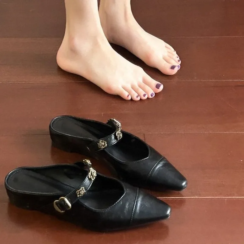 

Heightened Inside Baotou Semi-slippers Worn Outside in Spring and Summer 2026 New French Temperament