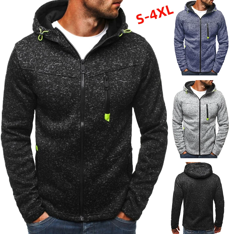 

Hot Hoodies Men Sports Casual Wear Zipper Fashion Fleece Jacket Fall Sweatshirts Autumn Coat Hooded Cardigan