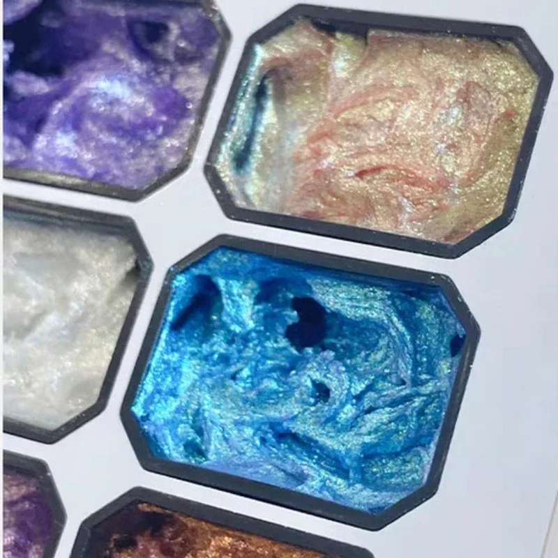 9 Griglie per unghie Pigmento solido Decorazioni per nail art Acquerello Manicure Vernice metallica Disegna polvere glitterata cromata Fiori Unghie Fairy Power