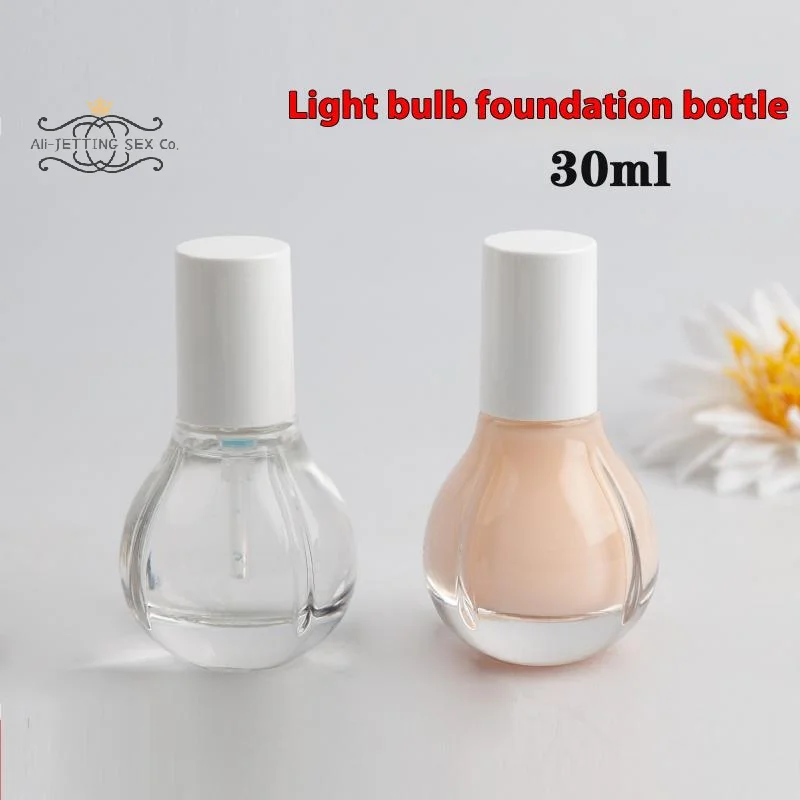 여행용 30ML 유리 로션 병, 전구 모양의 투명 빈 펌프 병, 화장품 크림, 메이크업, 에센셜 오일용
