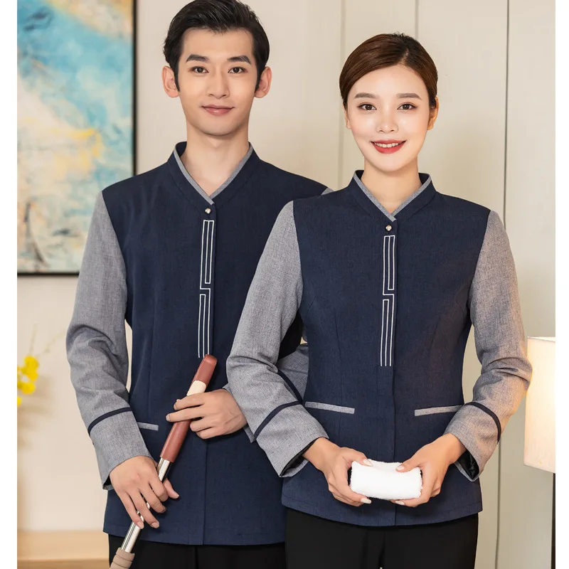 Embroidery Great Wall Property Staff Suit Cleaning Aunt Work Clothes Autumn and Winter PA Hospital Mall Supermarket Rea