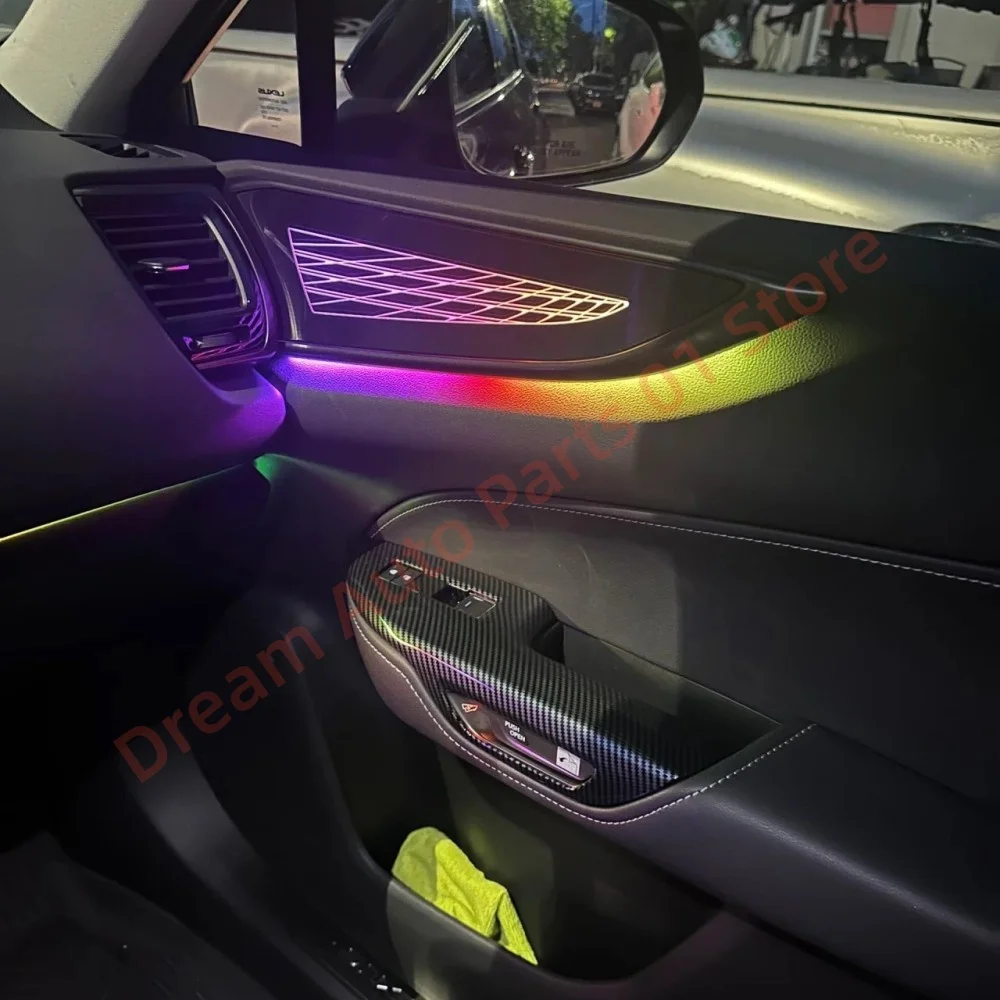 

Для Lexus NX 2022+ динамический окружающий свет, светодиодная атмосферная лампа, модернизация автомобильного внутреннего освещения 1:1, звездная форма, световой сигнал, кольцо
