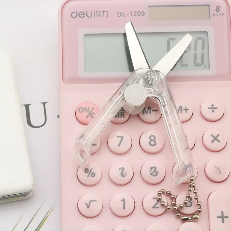 Transparent Scissors Foldable Storage Small Scissors  Mini Stainless Steel Safe and Cute