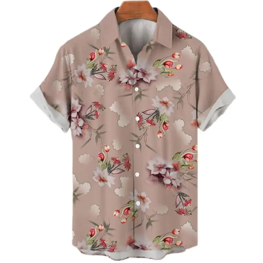 2023 Summer Men's Floral Chinese Style Shirt Short Sleeve Hawaiian Shirts For Men Plus Size Quick Dry Tops Tee Shirt Man Camisa
