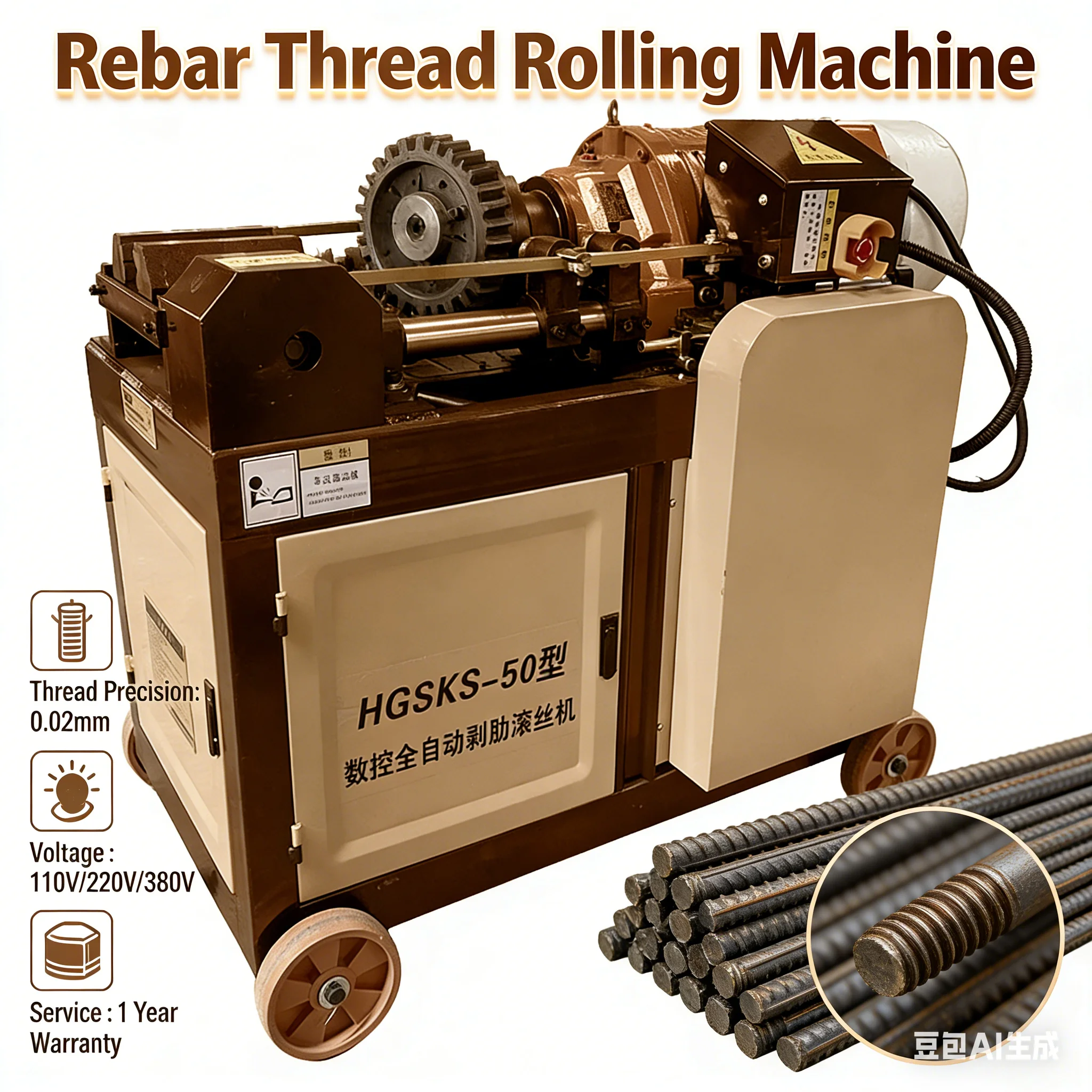Customized Automatic Hydraulic Steel Bar Threading Machine Rebar Parallel Rolling Machine With Motor As Core Component