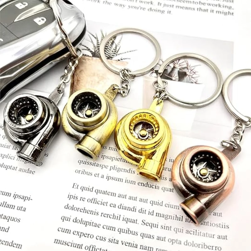 20 Pcs Spinning Turbo Turbocharger Keychain, Mini Car Keyfob, Auto Part Model Gear Box Metal Keychain, Cute Car Part Keychain