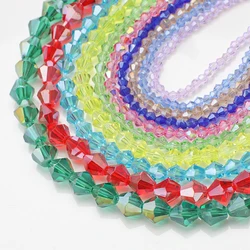2/3/4/6/8MM AB Glass Bicone Beaded Faceted Crystal Loose Beads DIY For Jewelry Making Supplies Needlework Accessory Wholesale