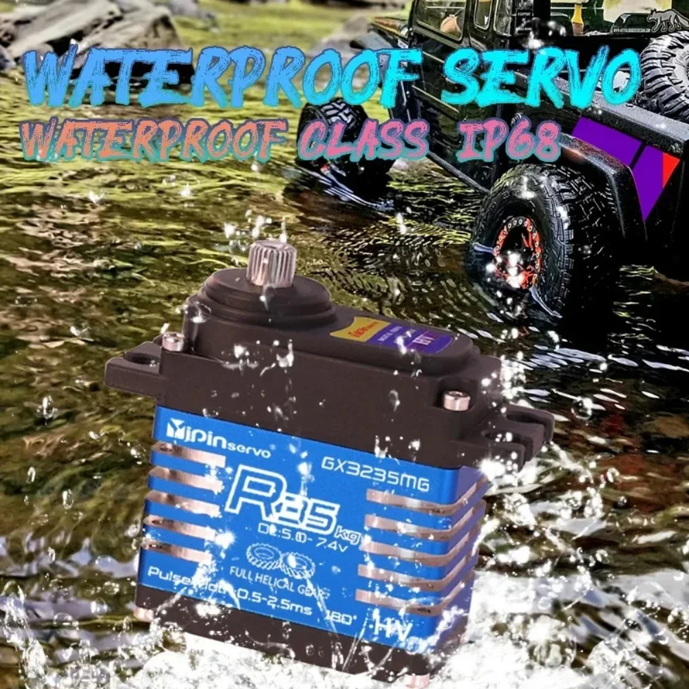 Motor ip68 à prova d'água, 35kg, engrenagem helicoidal de aço, servo digital para acessórios rc 1/8 1/10, controle remoto, carro de brinquedo, robô crawler