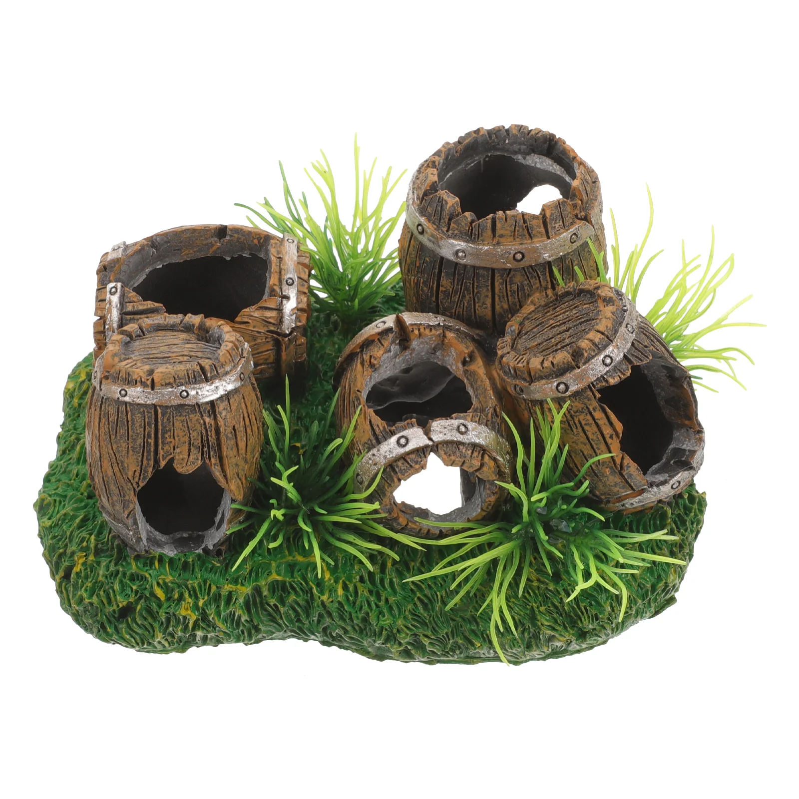 Blocks Fish Tank Barrel Ornaments Tanks Cave Resin Aquarium Hideaway Decoration