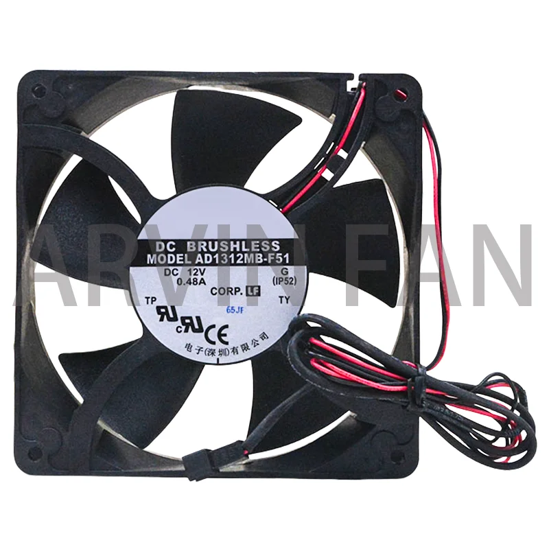 AD1312MB-F51-ventilador de escape para camión congelador, 12738, 12V, 0.48A, 12,7 cm