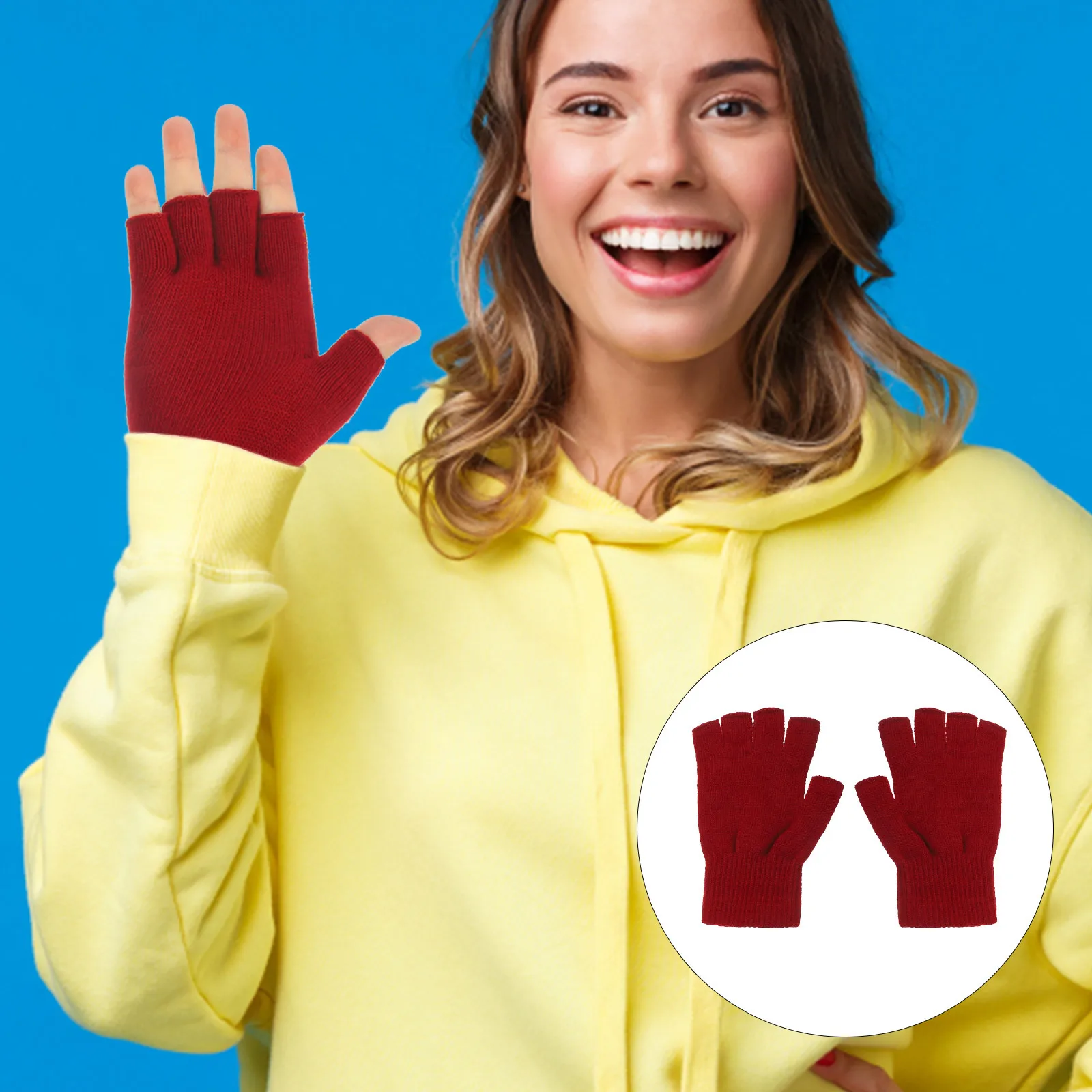 4Pairs Winter Gloves Women Fingerless Knit Warm Gloves Outdoor Riding Walking Hiking Cold Weather Warm Mittens