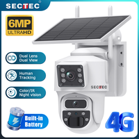 SECTEC 4G Dual Lens Floodlight Solar Battery PTZ CCTV Camera Support PIR Detection Wake Built In 7800mAh Battery WIFI CAM