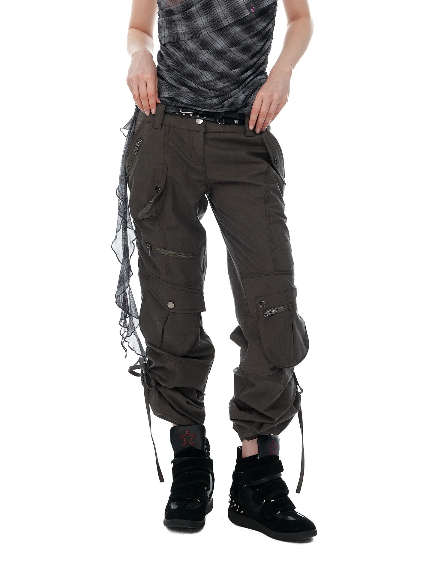JIKOO LEMON RONDO Korean Style Women's Casual Pants Multiple Pockets Straight Leg Workwear Trousers Summer Leisure Design