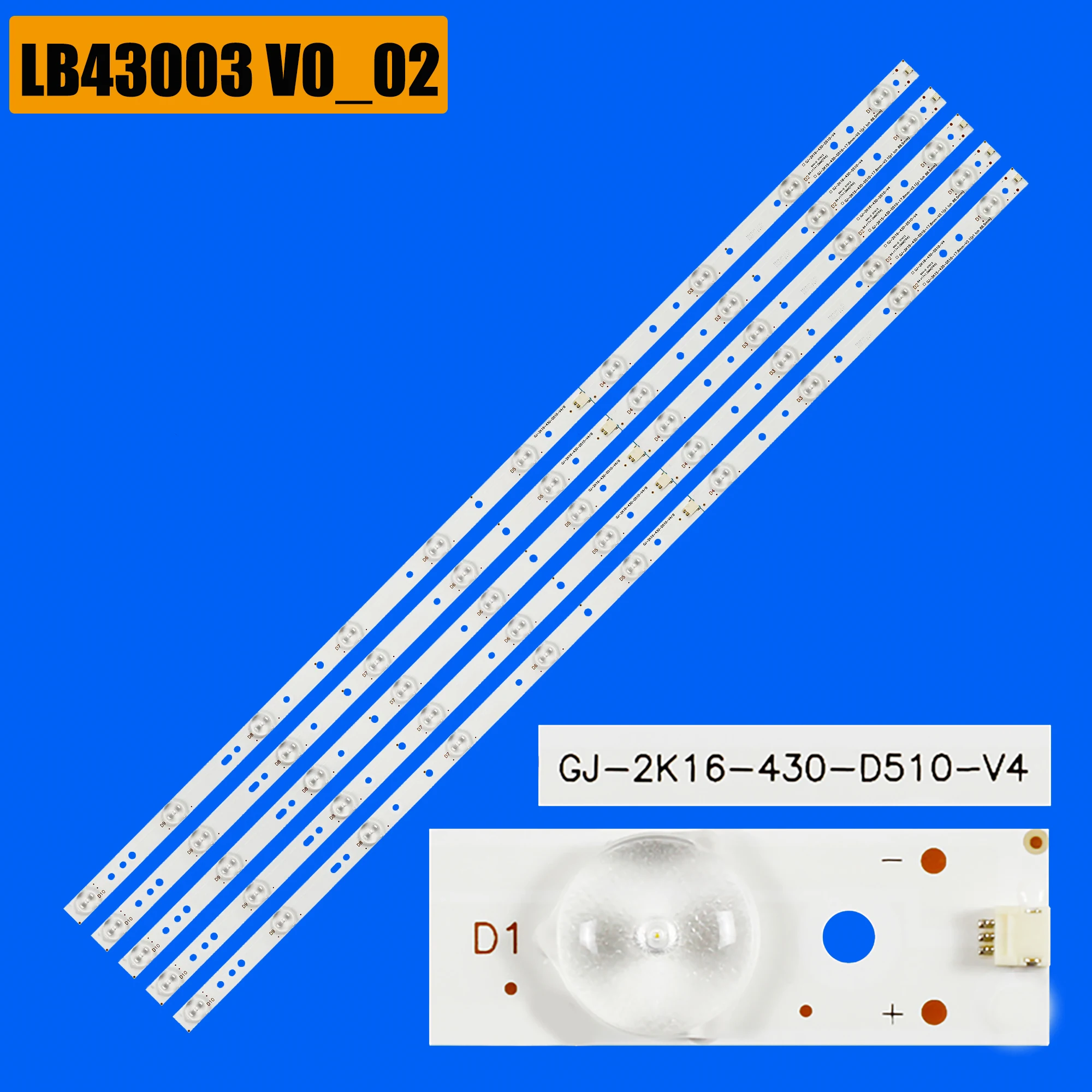 tiras de retroiluminacao led para 43pfs4112 12 43put4900 12 43pfs5301 12 43pft4131 05 43puh4900 43lj500v gj2k16430 d510 v4 01