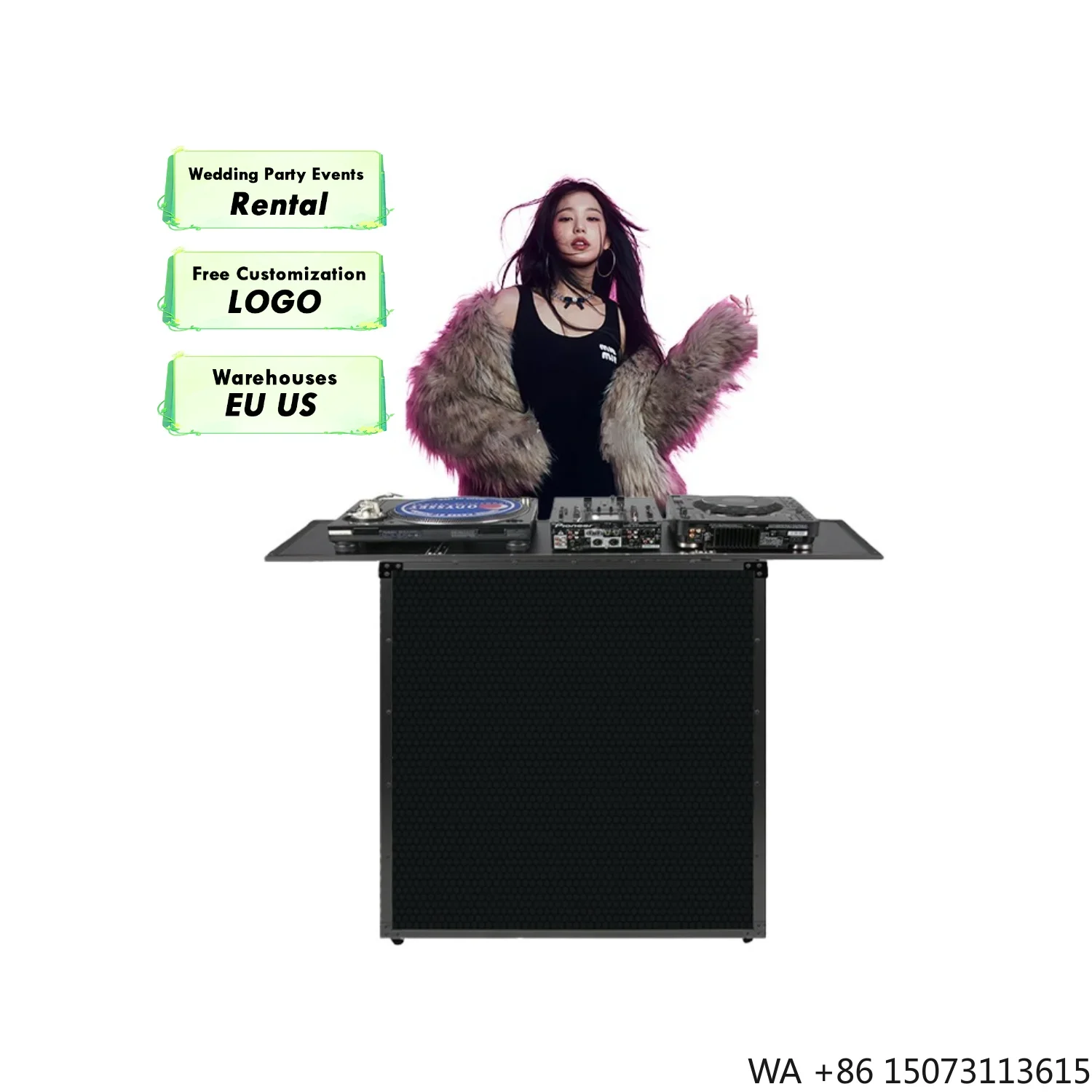 Foldable DJ Facade Booth Portable Table Flight Case Black Aluminum Frame Plywood for Trade Shows Parties US