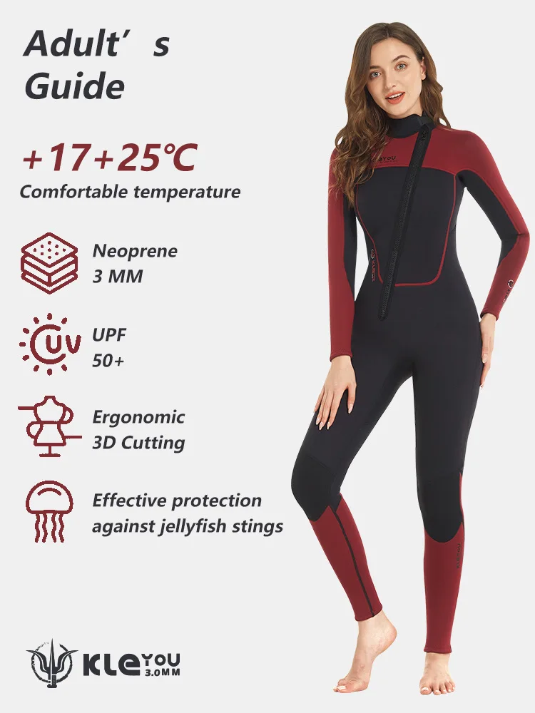 

3MM Scuba Adults Neoprene Full Body UnderWater Hunting Keep Warm Snorkeling WetSuit Long Sleeve Kayaking Spearfish Diving Suit