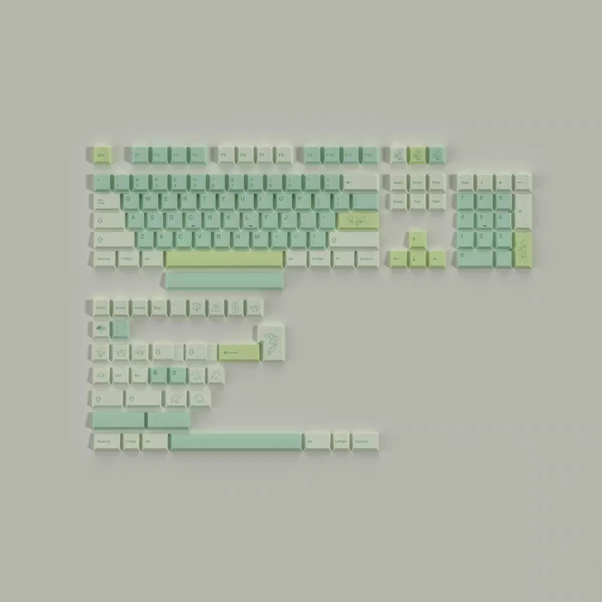 Imagem -06 - Keycap Teclado Mecânico Verde Sublimação Térmica Altura Cereja Material Pbt Faça Você Mesmo Gamer Acessórios 130 Chaves