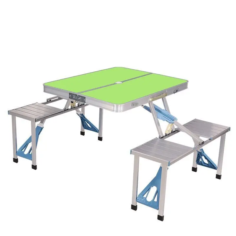 

Outdoor Aluminum Folding Picnic Table with Chairs and Umbrella