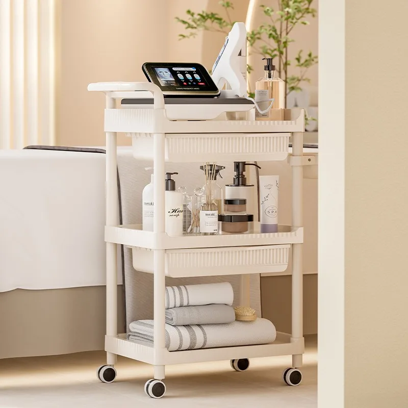 Multi-Functional Beauty Hand Push Trolley Cart, Skincare Management & Cosmetic Surgery Instrument Sorting Stand
