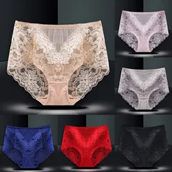 Women's Mid High Waist Style Seamless Intimates Briefs Costume 2024 New Breathable Underpants With Lace Decor Costume For Women