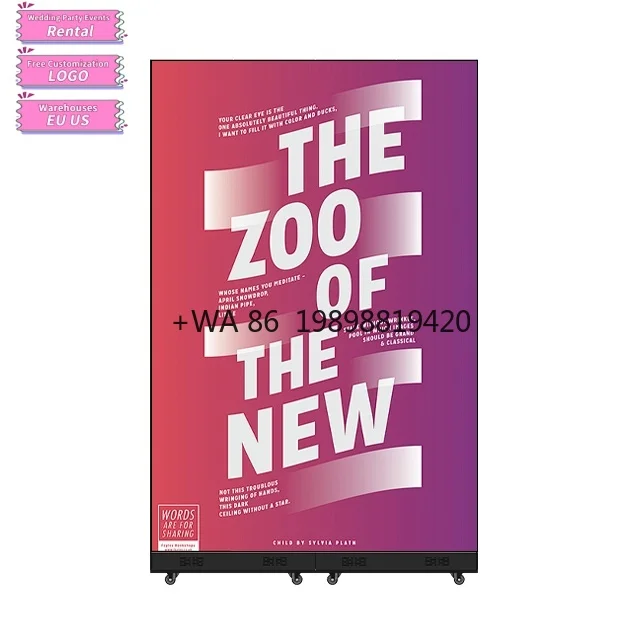 Customizable Customizable P1.5 P1.8 P2.5 Indoor Led Poster Screen Led Wall With Stand Electric Digital Advertising Frame Standin