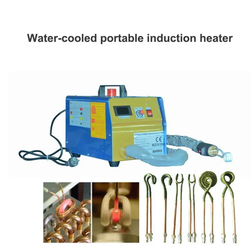 Water cooled handheld induction heating machine, mobile refrigerator copper tube brazing machine