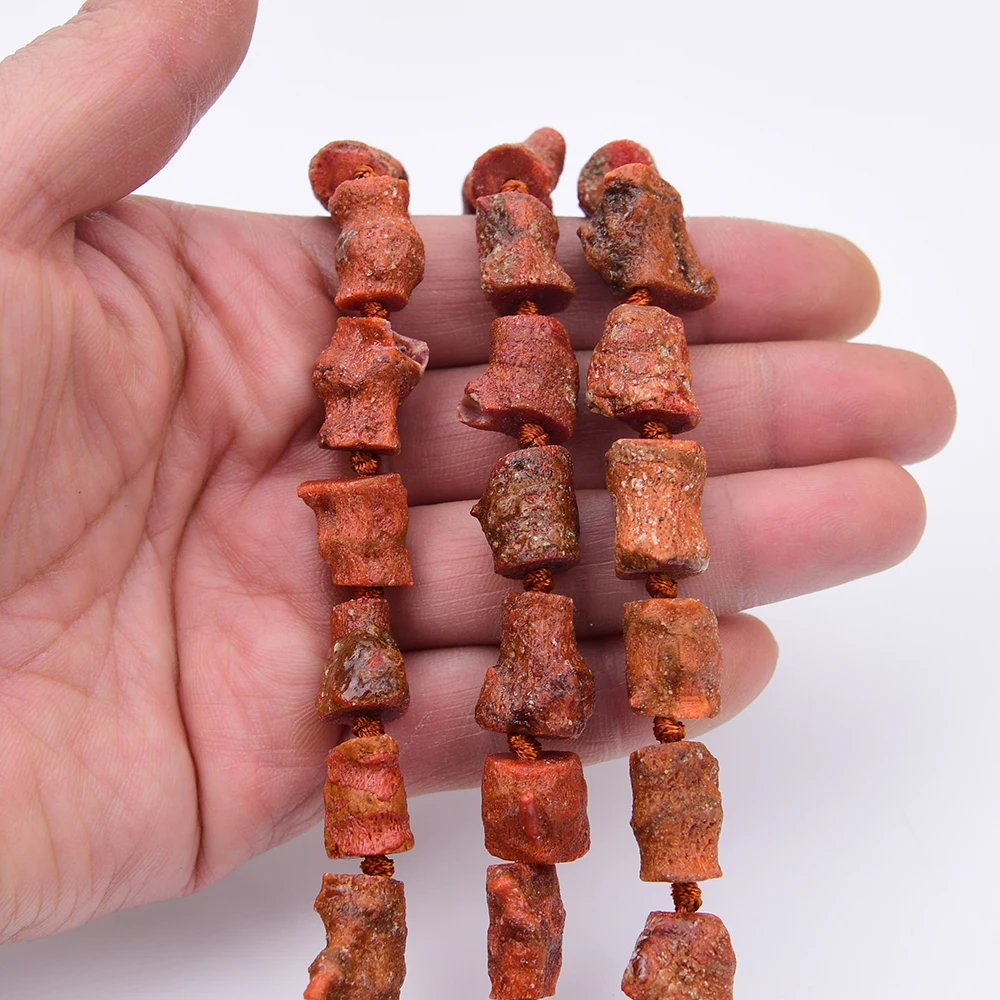 APDGG Natural Orange Coral Rough Nugget Cut Branch Pendant Loose Beads 17