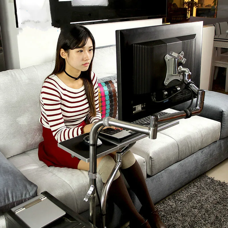 Moving Laptop Stand Adjustable Sofa Computer Monitor Holder Mount +Keyboard Holder Rotating Laptop Table Lapdesk