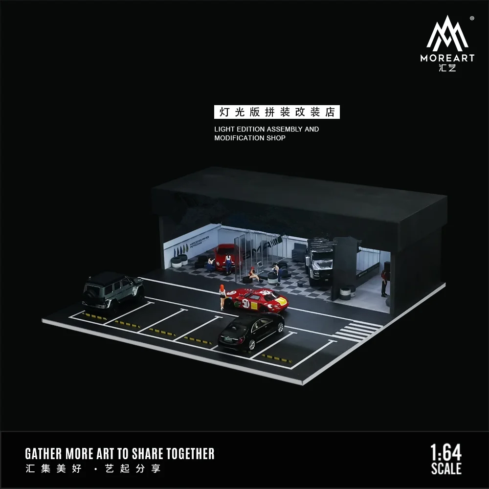 TimeMicro&MoreArt 1/64 Showroom with Led Lighting Diorama theme car showroom light version assembly storage display scene