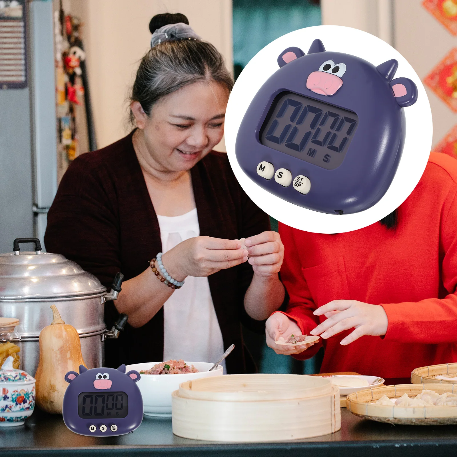 

Cartoon Ox Electric Baking Timer Practical Plastic Kitchen Tool for Cooking Baking Boiling Eggs Home Decor Gift Small