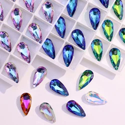 6/12 Imitation Austrian Crystal Water Drop Pendants Stained Glass Loose Charm Beads DIY Jewelry Making Necklace Earrings