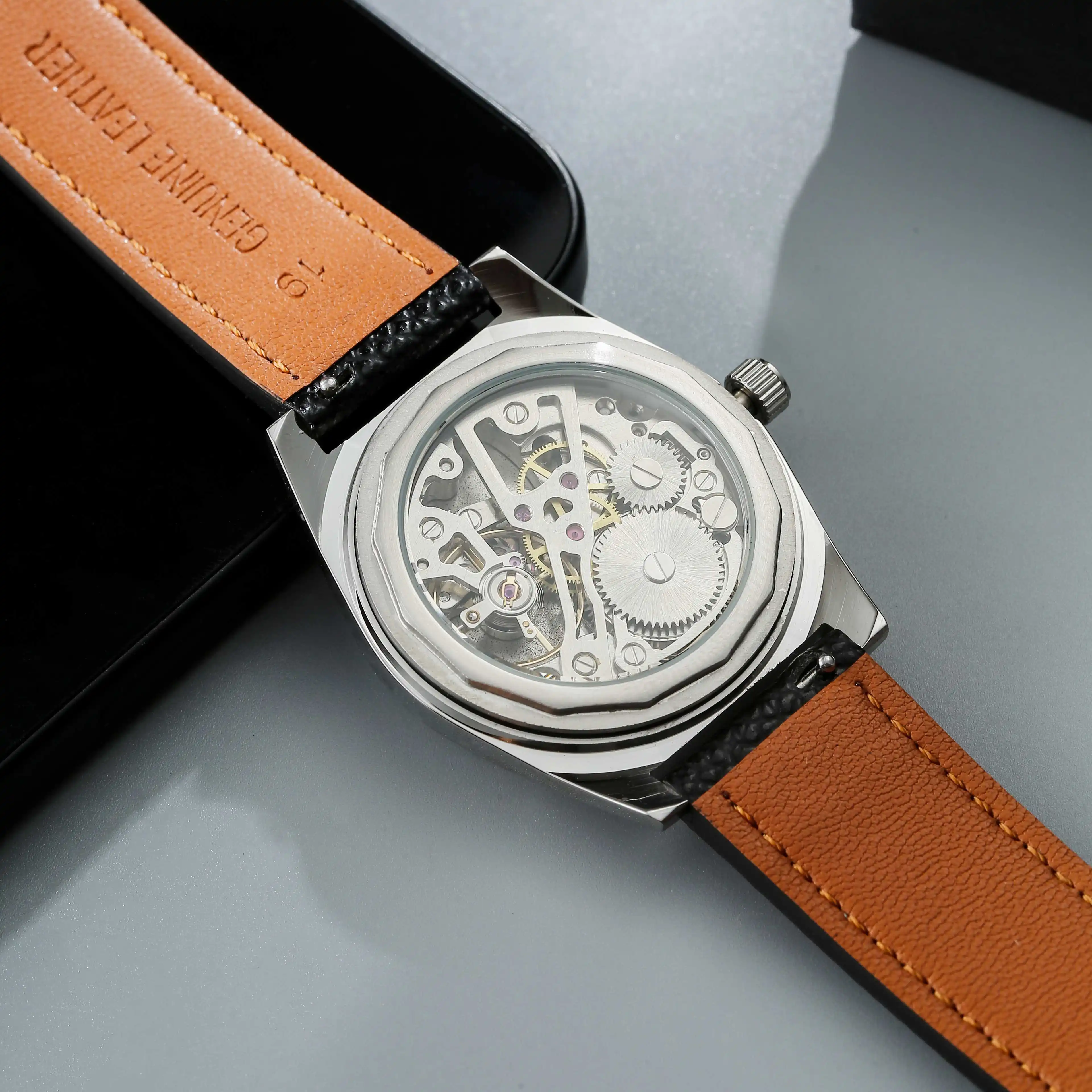 PHANTOM 36mm Men Vintage Pilot Manual Mechanical Watch Shanghai 8120 Hand Wind Movement Military Field Watch Luminous