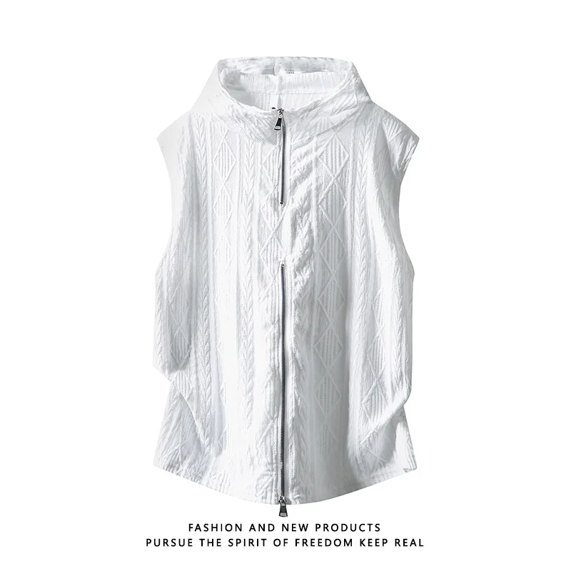 Diamond Quilted Sleeveless Vest with Stand-Up Collar Double Zippers Lightweight and Breathable Loose Fit for Summer Layering