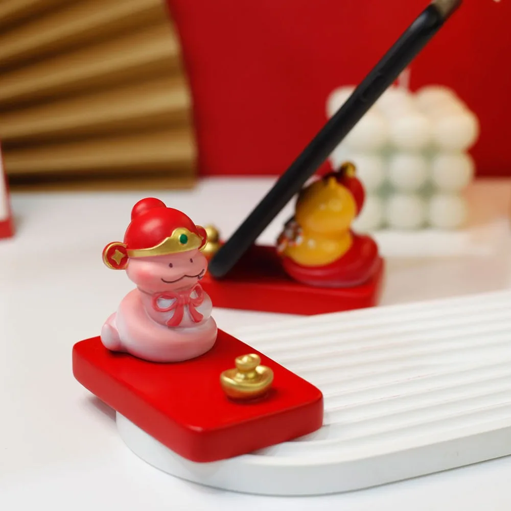 

Держатель для телефона со змеей из мультфильма зодиака, фигурка из смолы, подставка для мобильного телефона, креативный милый держатель для телефона со змеей, украшение для рабочего стола