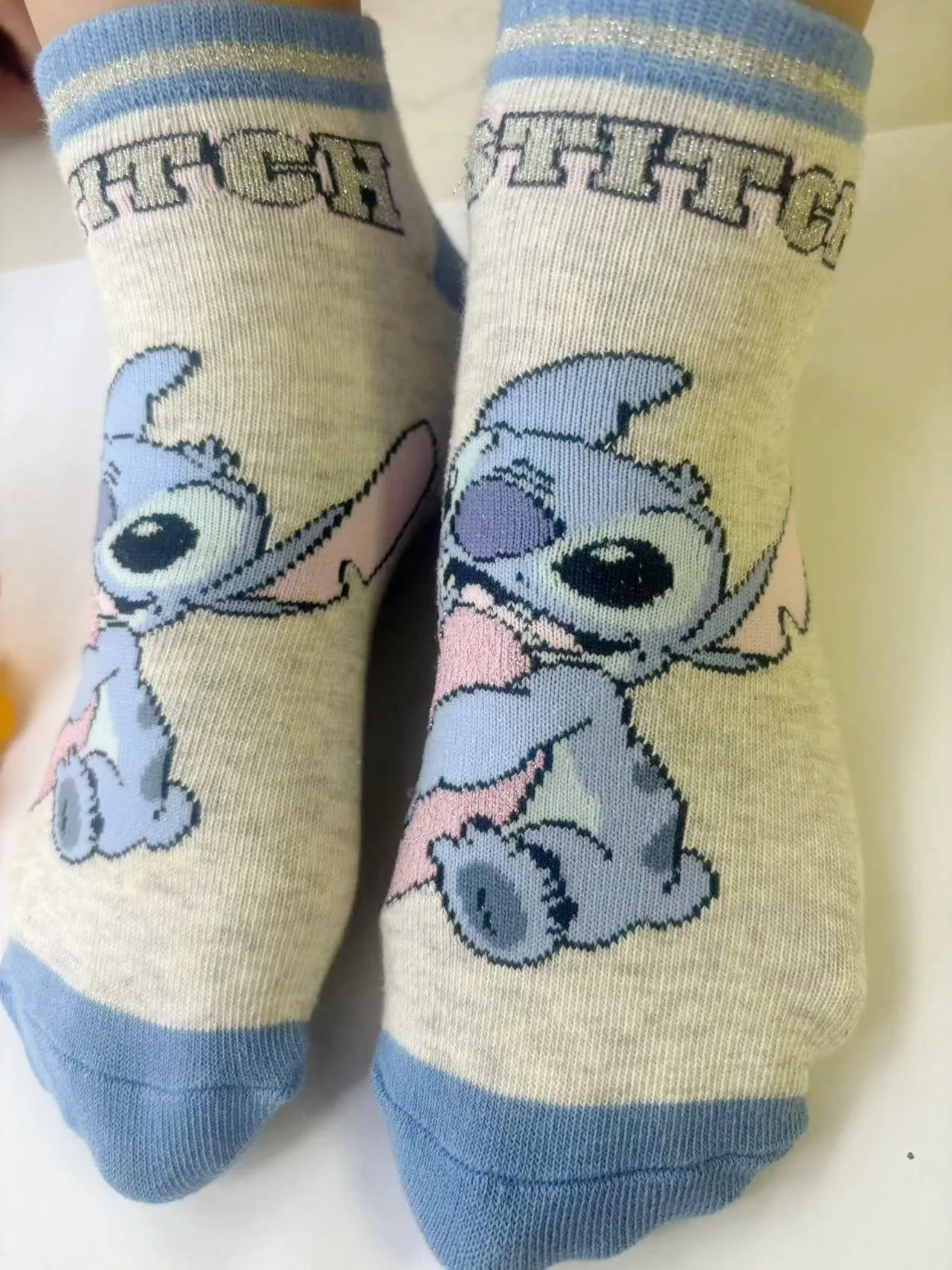 Disney Anime Stitch-calcetines tobilleros de algodón para niños y niñas, medias cortas Kawaii, regalos de Navidad, 5 pares