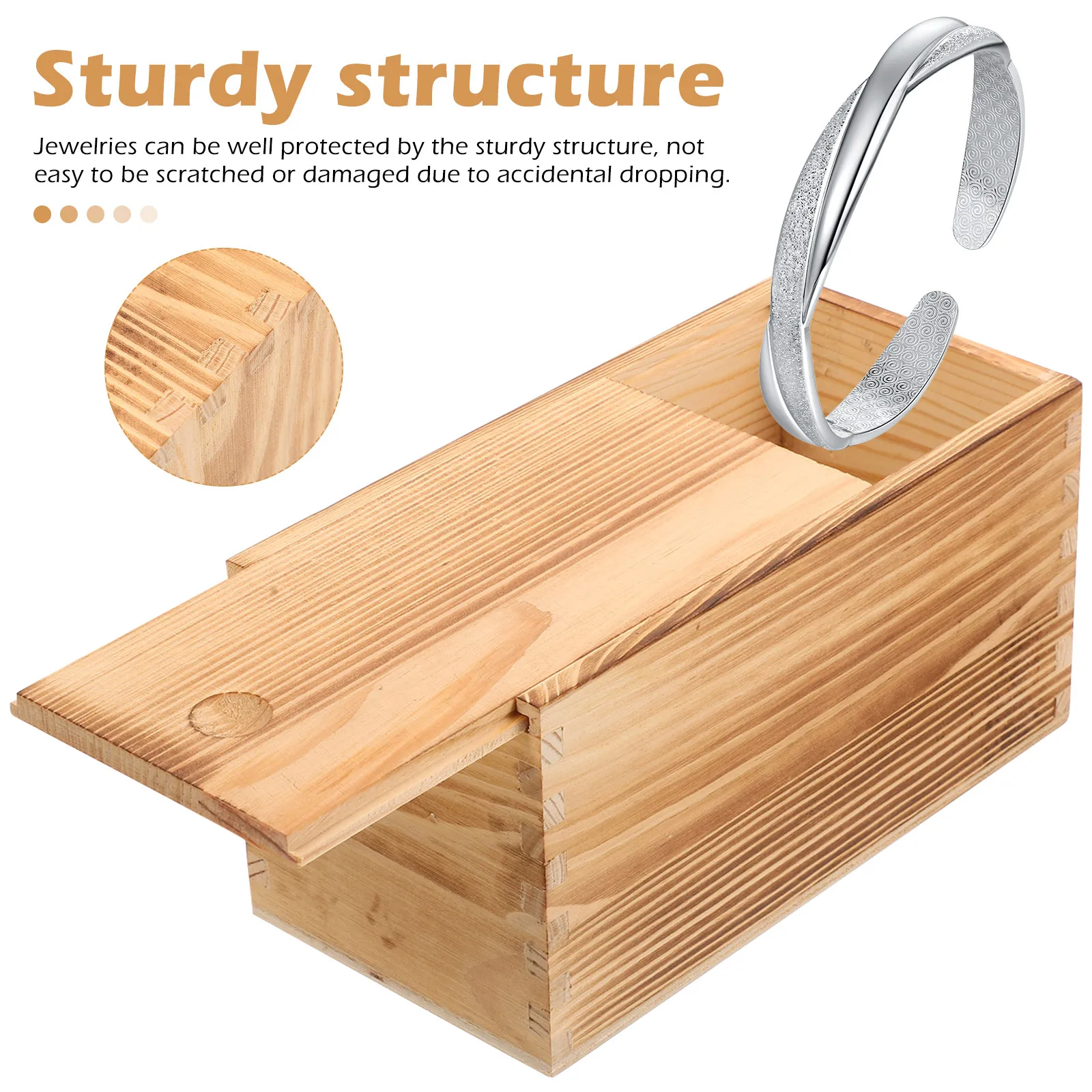 

Wooden Jewelry Box with Sliding Lid Large Capacity Storage Case for Rings Earrings Bracelets Trinkets Desktop Organizer Box