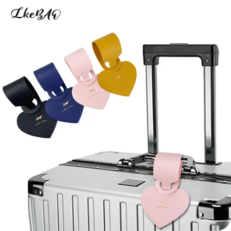 

Travel Simple Heart Shape Leather Luggage Tag Portable Label Suitcase ID Address Holder Baggage Tags Boarding Bag