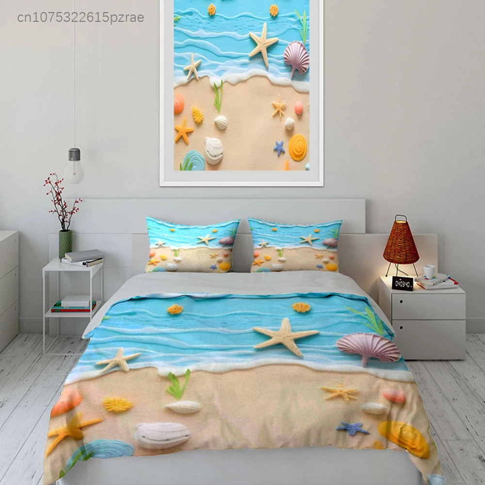 Beach Decor Accessories Set Multiple Sizes kid's And adults' Bedroom Exquisite 3PC Bedding set, Gift 4