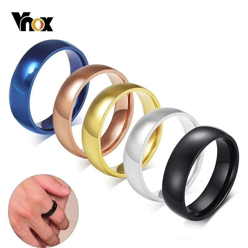 Vnox Simple Classic Wedding Ring for Women Men 6mm Stainless Steel Engagement Band Unisex Casual Alliance Jewelry