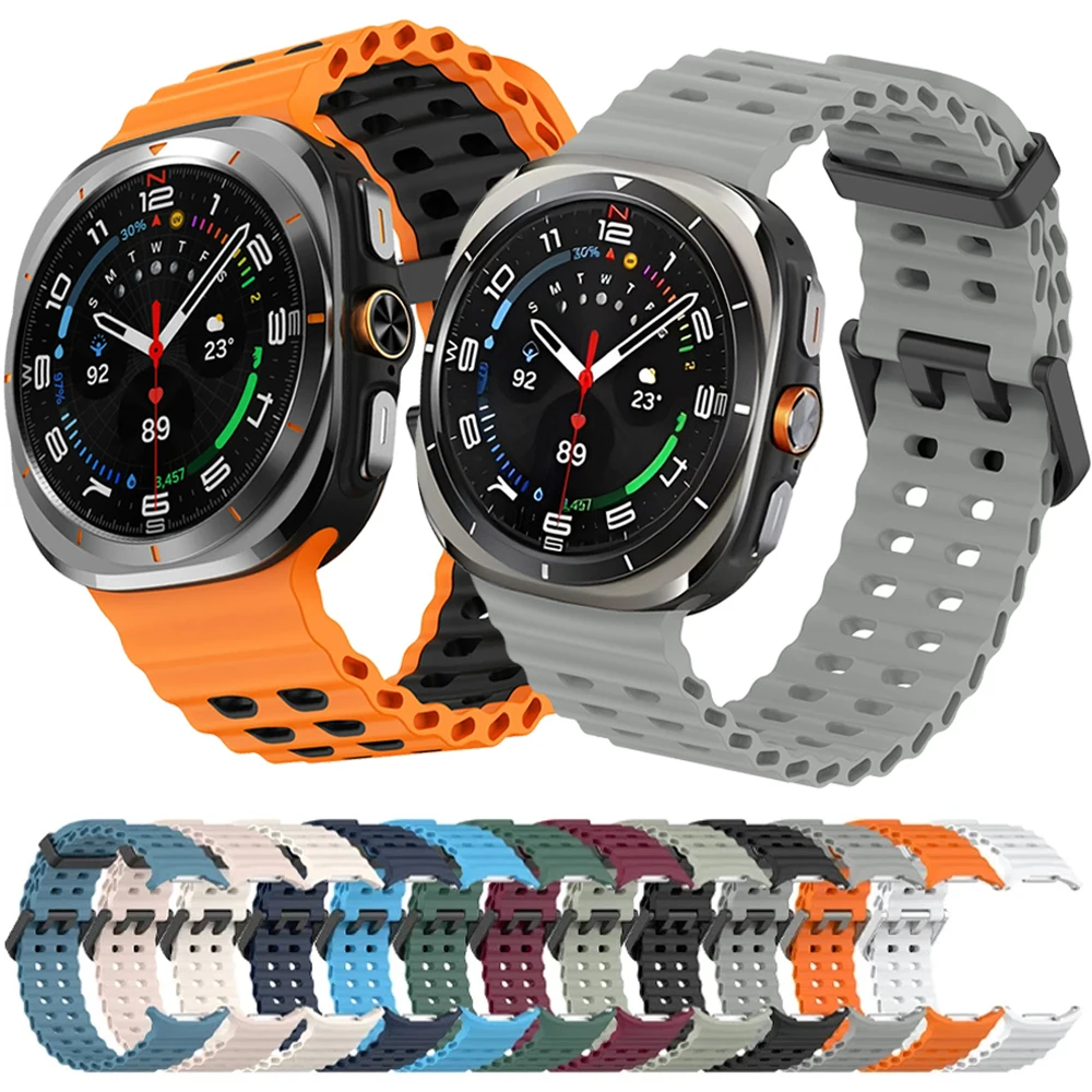 Ocean Silicone Band for Samsung Galaxy Watch Ultra 2025 Sports Bracelet Watchband for Samsung Galaxy Watch 8-7 Ultra 47mm Strap