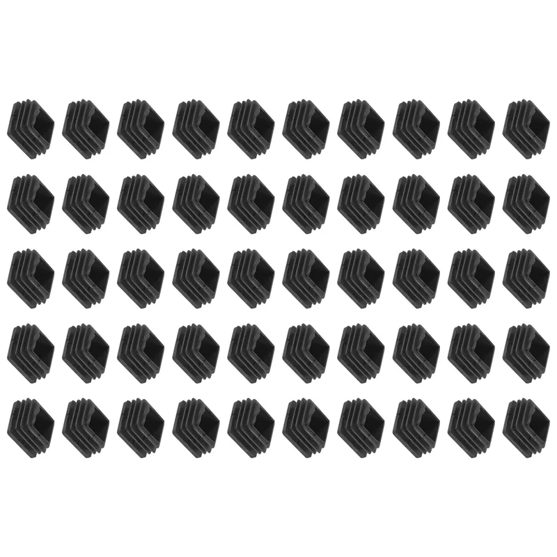 Stuhlbein-Kunststoff-Endkappe, quadratischer Rohreinsatz, schwarz, 20 mm x 20 mm, 50 Stück-A83Z