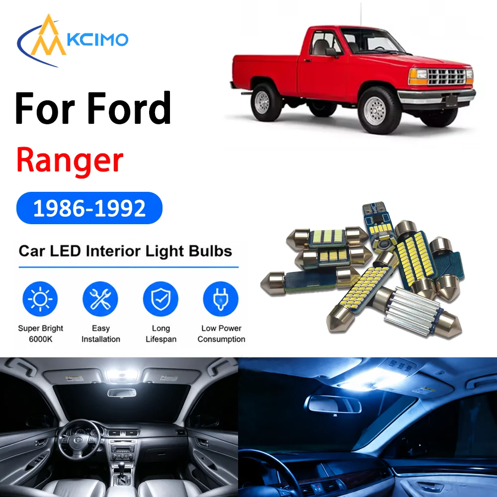 KCIMO Bright Light Bulb For Ford Ranger 1986-1992 Premium Interior Reading Mirror Two Colors Easy Install LED Safer Lights