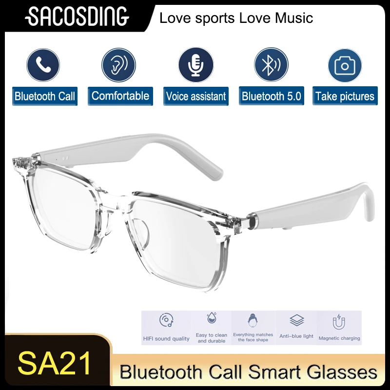 2023 Driving Smart Glasses Wireless Bluetooth 5.0 Music Audio Glasses Smart Anti-Blue Light HD Headphone Call Music Eyeglasses