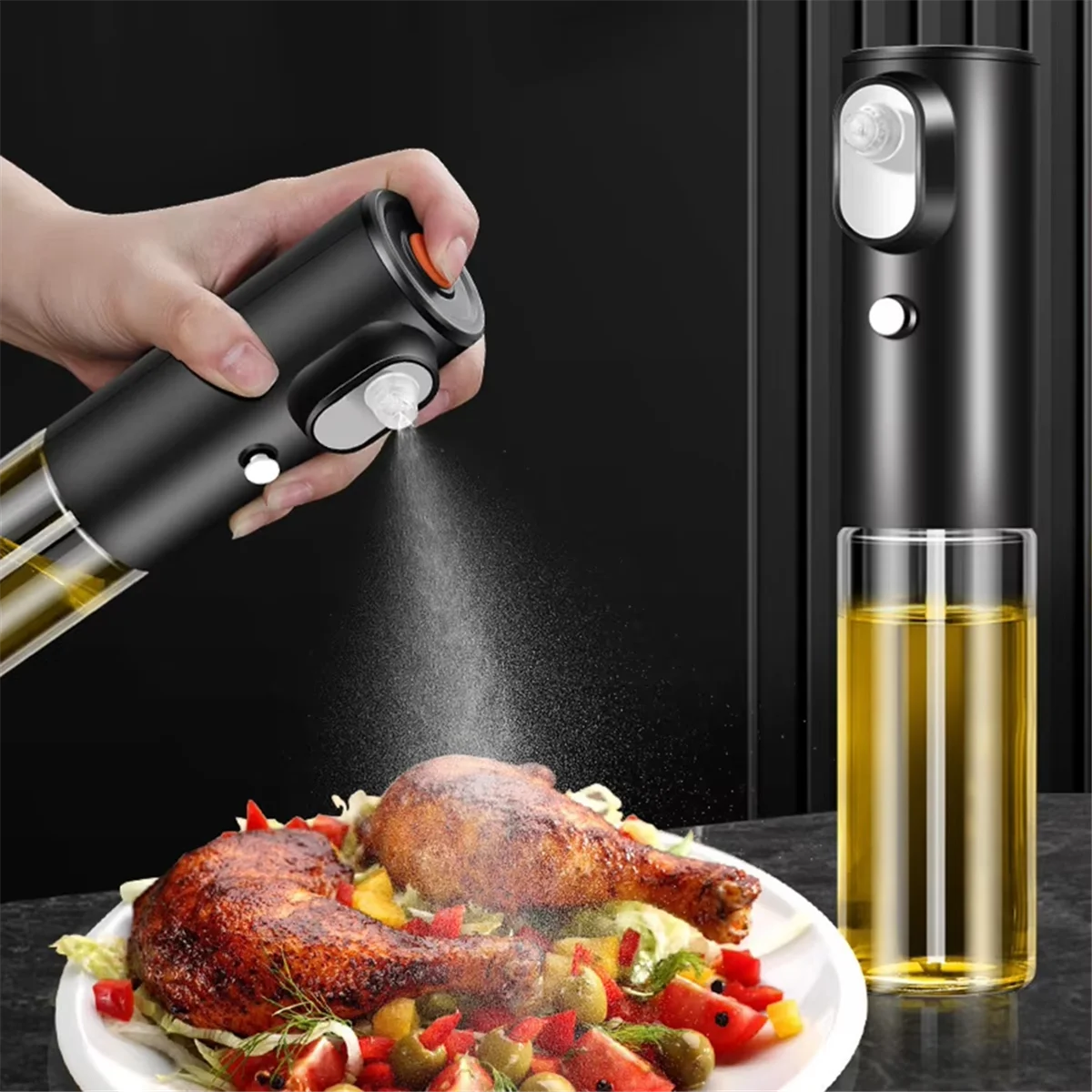 JLMC Electric Oiler Bottle 200ml - Glass Olive Oil Dispenser for Cooking,Detachable Electric Oiler,Easy to Clean
