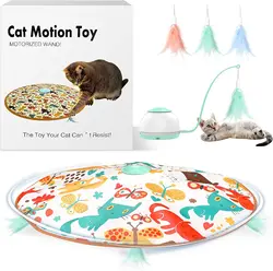 ATUBAN Automatic Motion Cat Toys-4 Modes Interactive Motorized Wand Toys,3 Feathers,Electronic Exercise Pet Toy for Indoor Cats