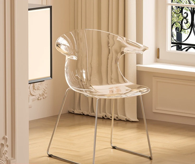 Nordic transparent dining chair medieval acrylic simple restaurant chair creative leisure chair