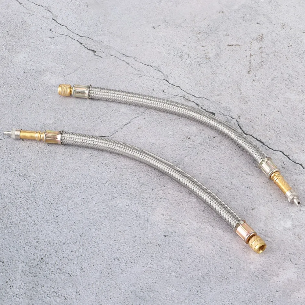 2PCS Stainless Steel Braided Tire Valve Stem Extension Brass Fitting Universal Valve Stem Hose Adapter