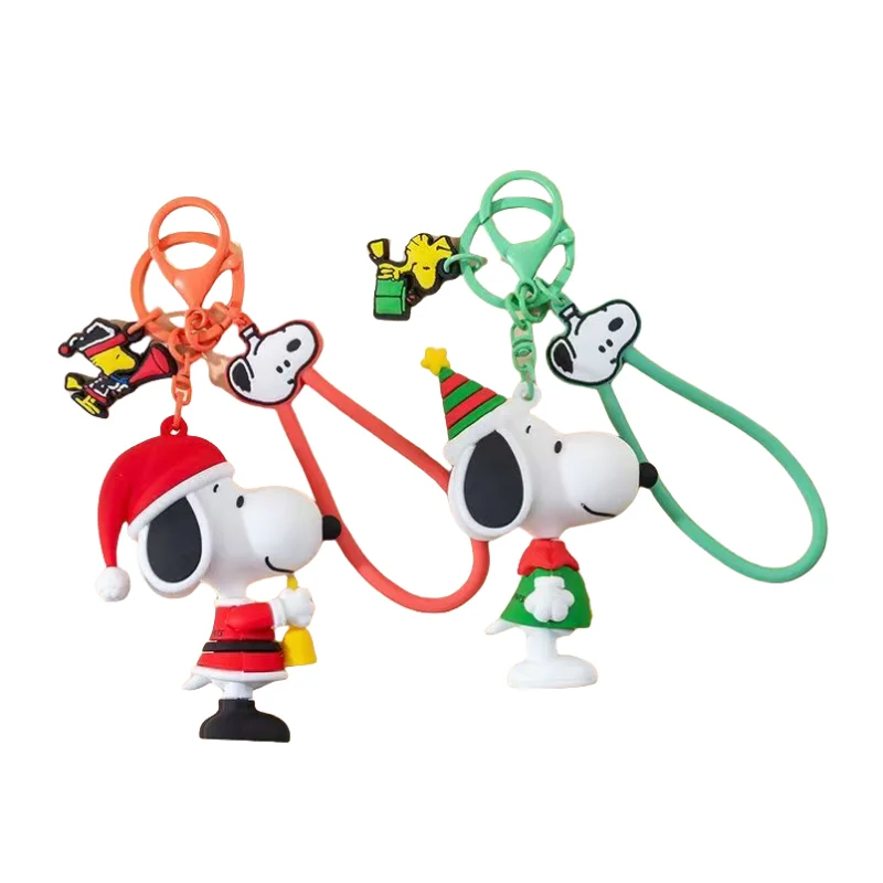 Snoopy การ์ตูนน่ารักสร้างสรรค์รองหยวนคู่พวงกุญแจส่วนบุคคลอะนิเมะตัวละครตุ๊กตากระเป๋าเป้สะพายหลังจี้ของขวัญ